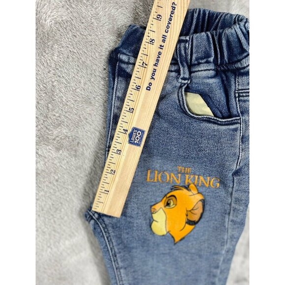 Disney Lion King Simba Denim Jeans Kids Size 120 Elastic Waist Pull-On Pants - Picture 6 of 9